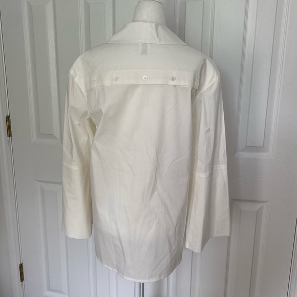 Rosie Assoulin Ivory Collared Button Down with Flared Sleeves & Button Vent Back - Picture 12 of 13